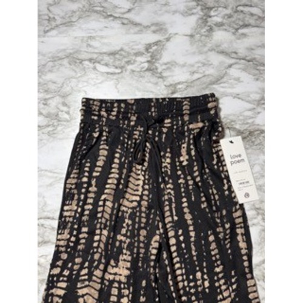 Love Poem Wide Leg Lounge Pants - Black and Beige Tie Dye Print - Casual - Picture 2 of 6